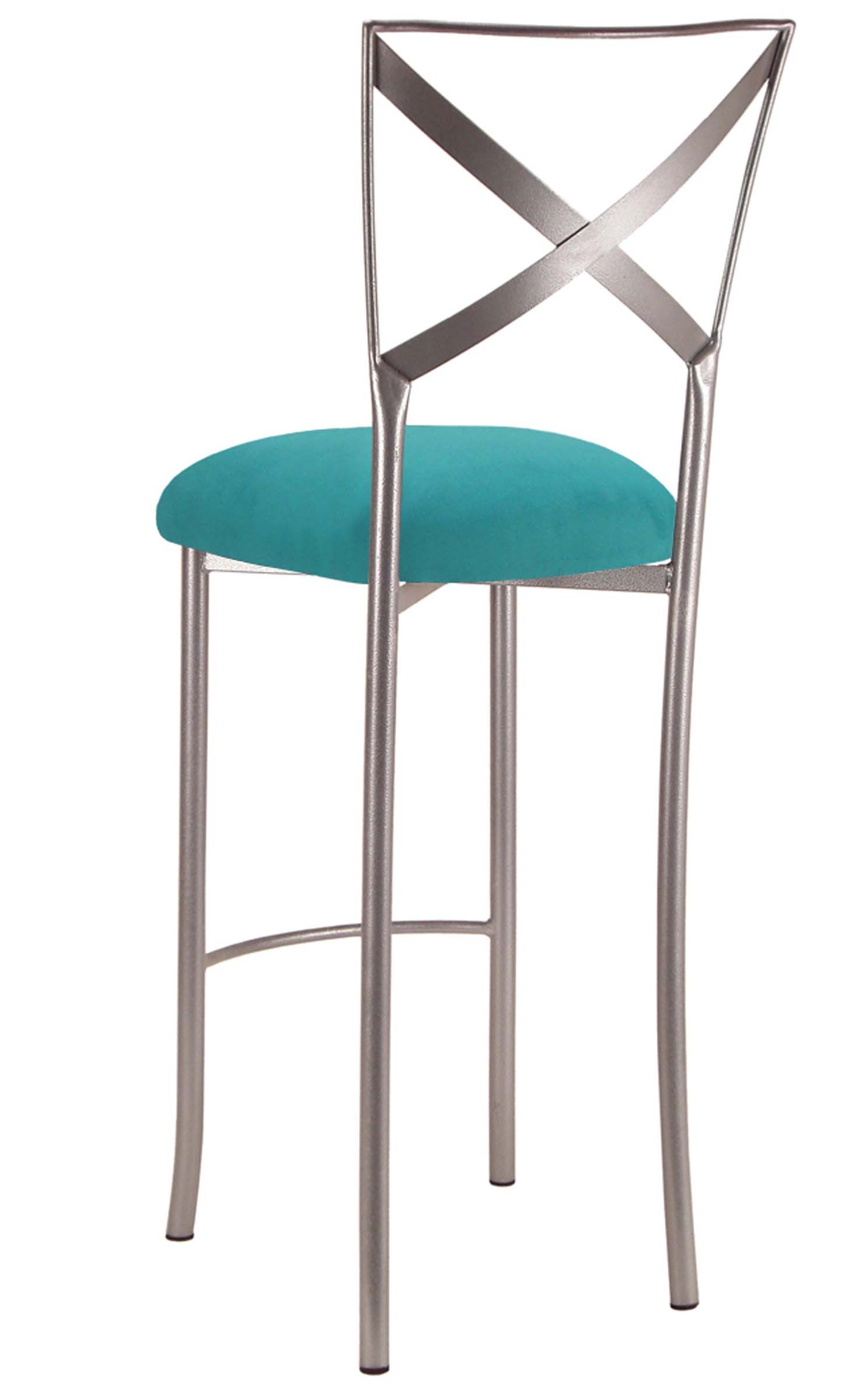 Simply X Barstool with Turquoise Suede Cushion – Chameleon Chair Collection | Rental
