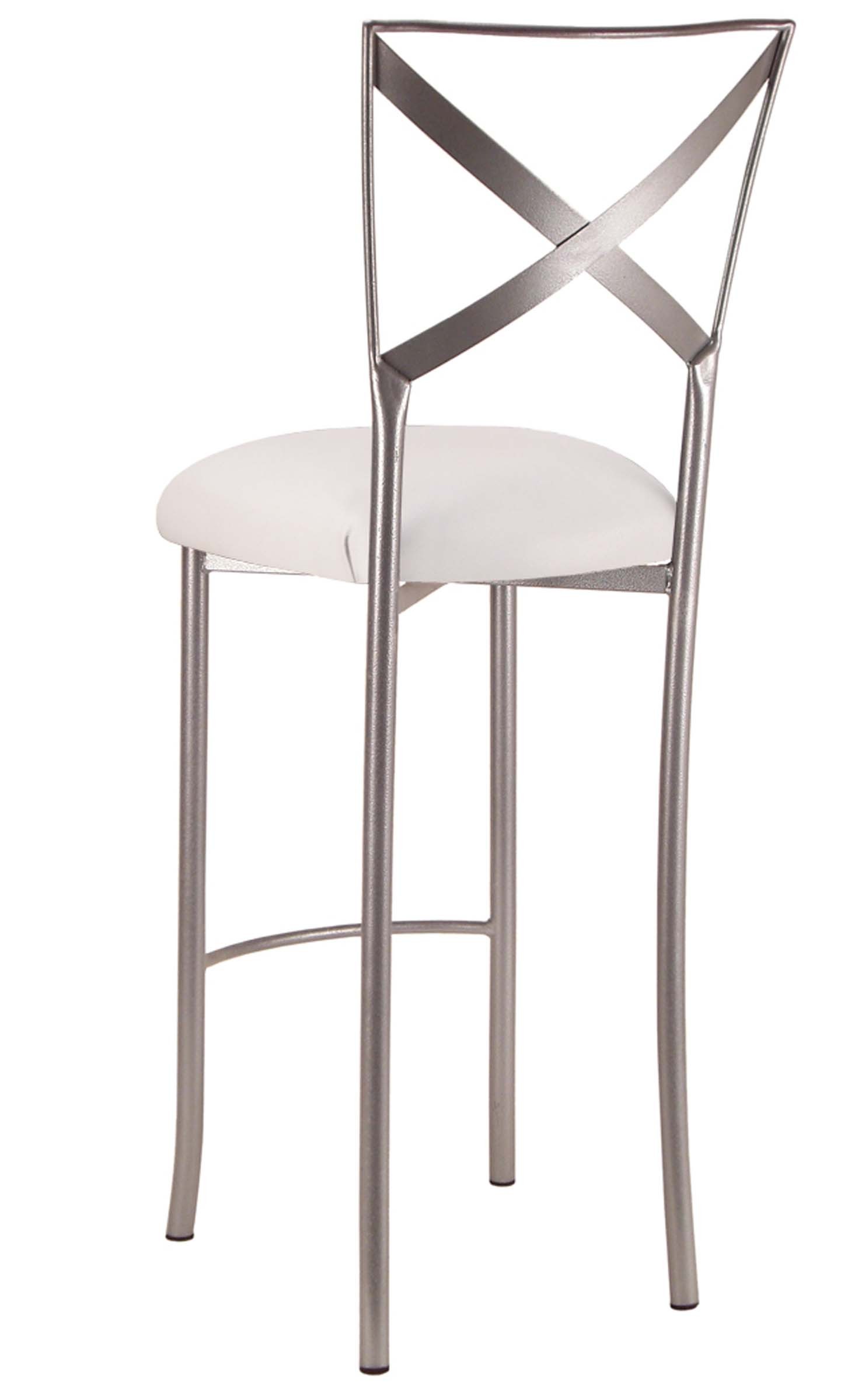 Simply X Barstool with White Leatherette Cushion – Chameleon Chair Collection | Rental