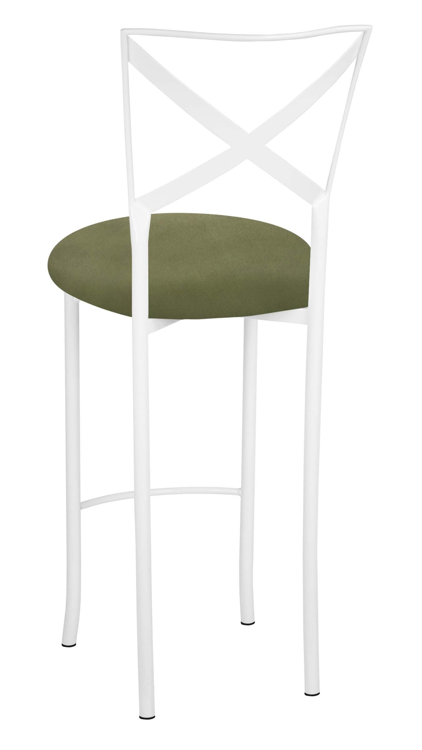 Simply X White Barstool with Sage Suede Cushion – Chameleon Chair Collection | Rental Simply X White Barstool with Sage Suede Cushion – Chameleon Chair Collection | Rental