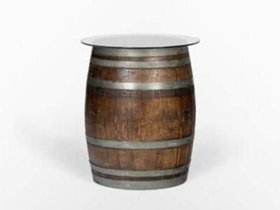 Cocktail Table | Wine Barrel w/30" Round High Boy Glass Top Kit | Rental
