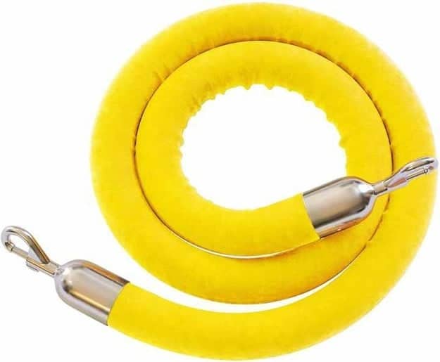 Stanchion Rope | 6′ | Yellow | Polished Steel | Rental