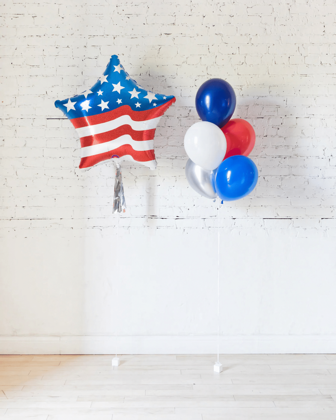 Red, White and Blue Palette 11in Balloon Bouquet and USA Star Set | Rental