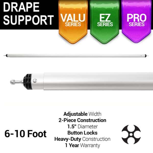 6-10ft Telescoping Drape Support w/ Button Stops at 8ft w/ Versatop™ | Rental 6-10ft Telescoping Drape Support w/ Button Stops at 8ft w/ Versatop™ | Rental