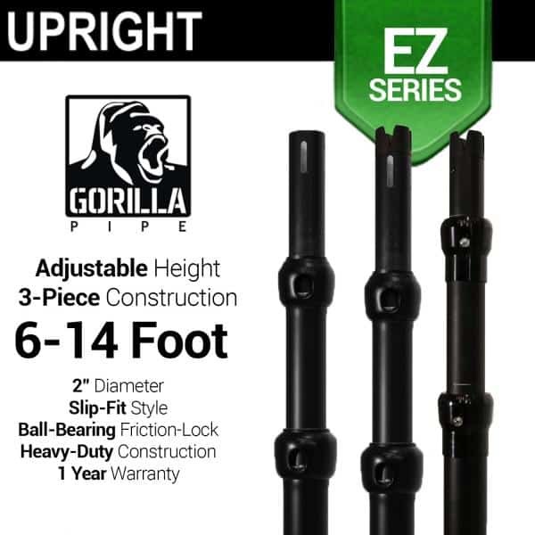 Black Anodized EZ Series – 3-Piece Adjustable Upright w/Slip-Lock (6ft-14ft) | Rental