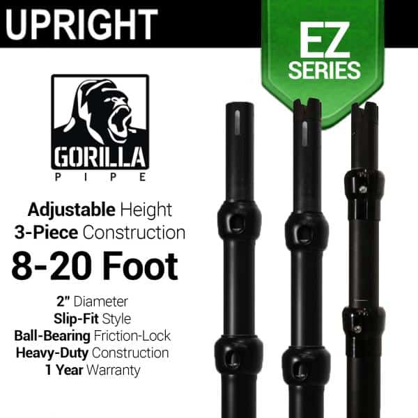 Black Anodized EZ Series – 3-Piece Adjustable Upright w/Slip-Lock (8ft-20ft) | Rental Black Anodized EZ Series – 3-Piece Adjustable Upright w/Slip-Lock (8ft-20ft) | Rental