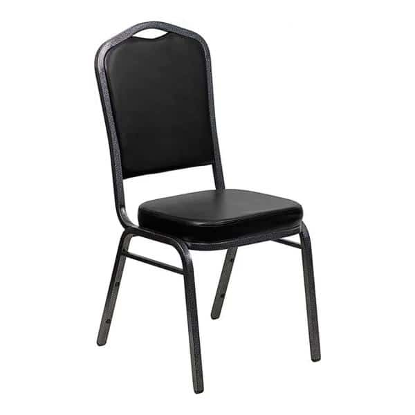 Axiom™ Crown Back Banquet Chair – Silver Vein Frame – Black Vinyl | Rental Axiom™ Crown Back Banquet Chair – Silver Vein Frame – Black Vinyl | Rental