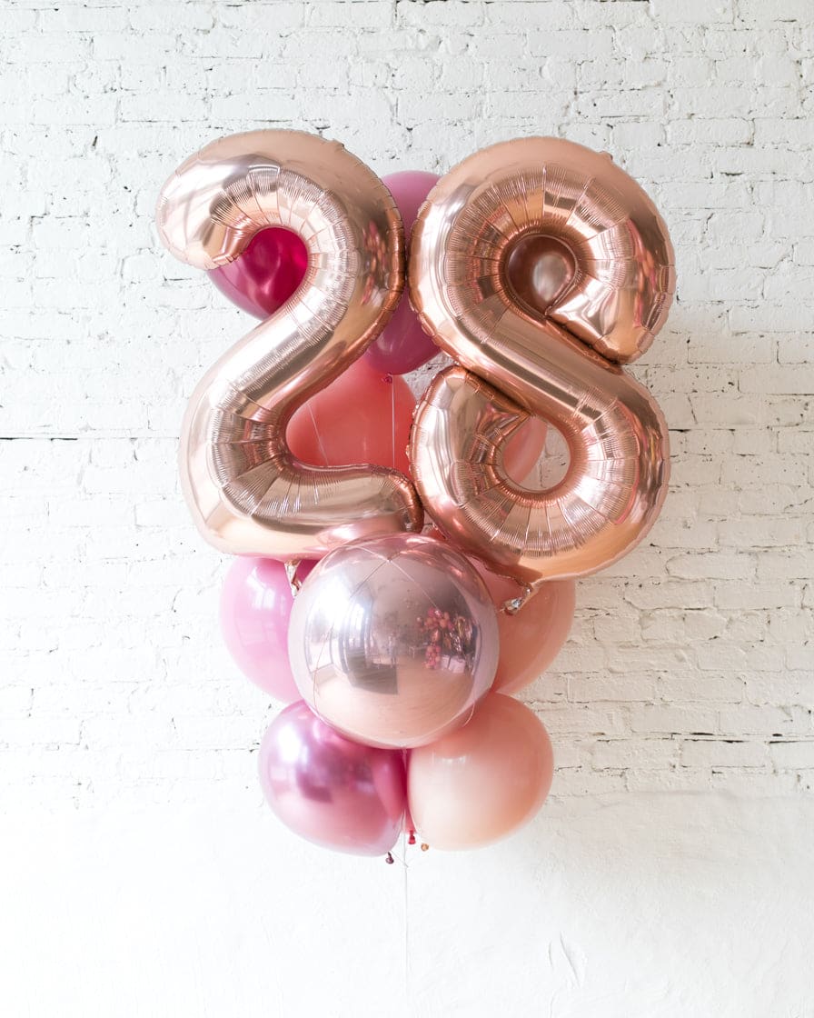 Berry Blush – Foil Number and latex Balloons – 13 balloons | Rental
