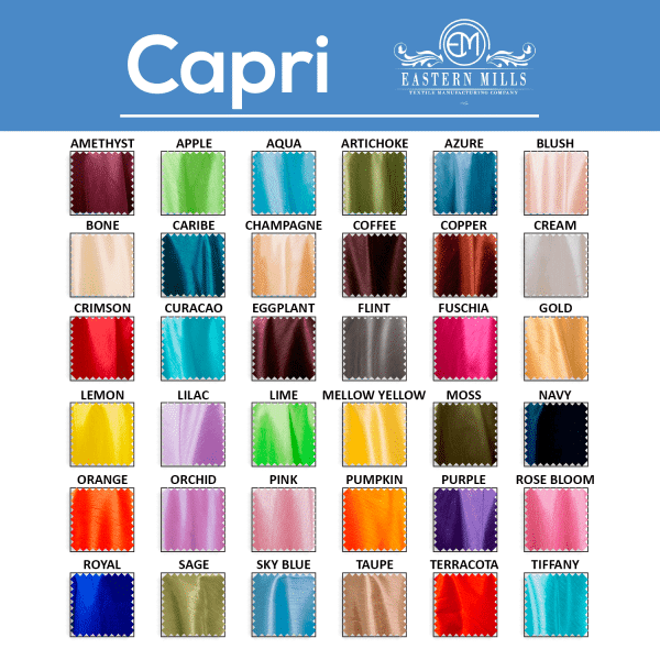 Capri – 100% Polyester – By The Yard – 117-118″ Width | Rental Capri – 100% Polyester – By The Yard – 117-118″ Width | Rental