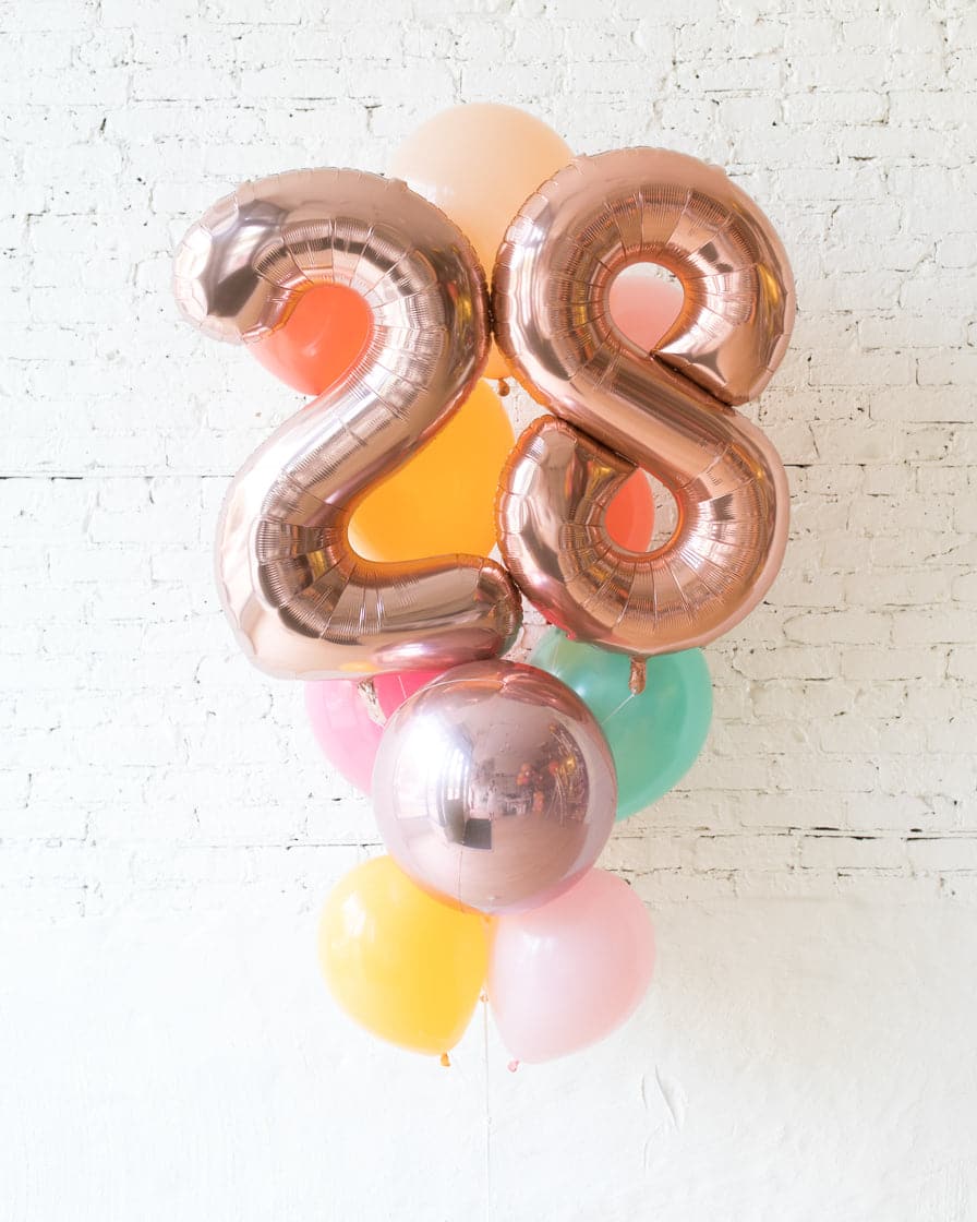 Colorful Bloom – Foil Number and latex Balloons – 13 balloons | Rental