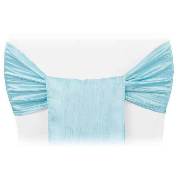 Accordion Crushed Taffeta Chair Sash – Baby Blue | Rental
