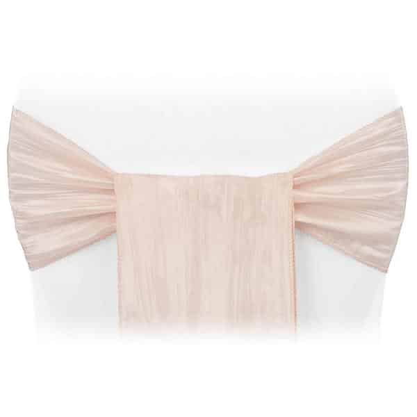 Accordion Crushed Taffeta Chair Sash – Blush/Rose Gold | Rental