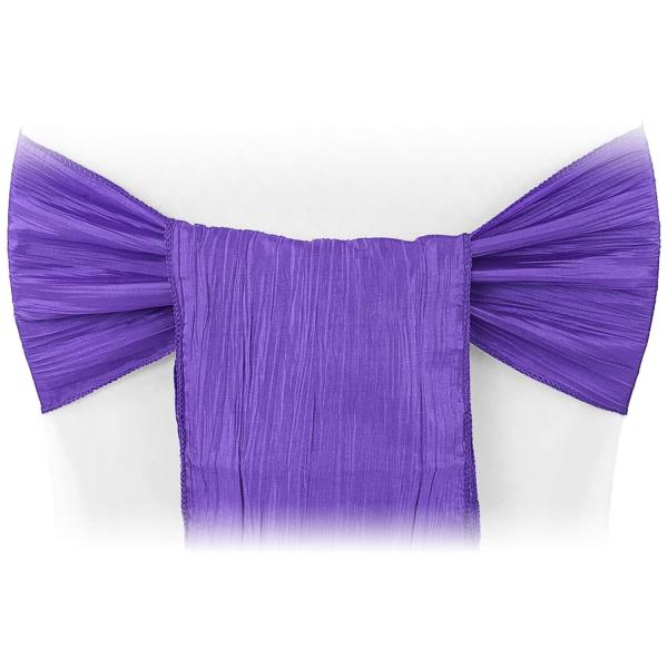 Accordion Crushed Taffeta Chair Sash – Purple | Rental