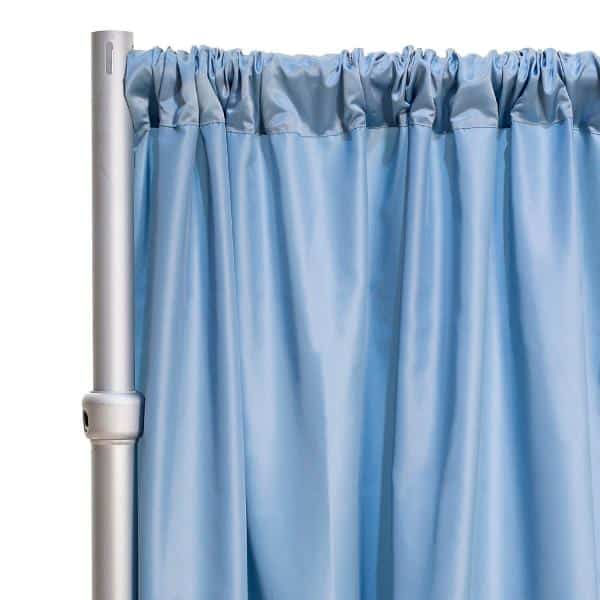 *FR* LUXE Satin Drape Panel by Eastern Mills (59″ Wide) w/ 4″ Sewn Rod Pocket – Desert Blue | Rental *FR* LUXE Satin Drape Panel by Eastern Mills (59″ Wide) w/ 4″ Sewn Rod Pocket – Desert Blue | Rental