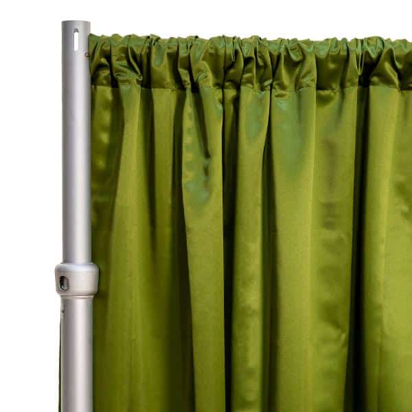 *FR* LUXE Satin Drape Panel by Eastern Mills (59″ Wide) w/ 4″ Sewn Rod Pocket – Olive | Rental *FR* LUXE Satin Drape Panel by Eastern Mills (59″ Wide) w/ 4″ Sewn Rod Pocket – Olive | Rental