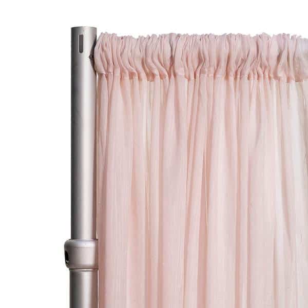 *FR* Crushed Sheer Voile Curtain Panel by Eastern Mills w/ 4″ Pockets – 10ft Wide – Soft Pink/Blush | Rental *FR* Crushed Sheer Voile Curtain Panel by Eastern Mills w/ 4″ Pockets – 10ft Wide – Soft Pink/Blush | Rental