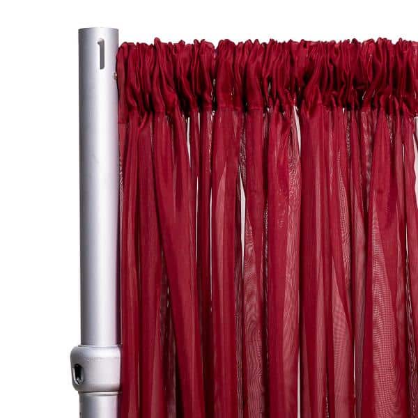 *FR* 10ft Wide Sheer Voile Curtain Panel by Eastern Mills w/ 4" Pockets - Burgundy | Rental