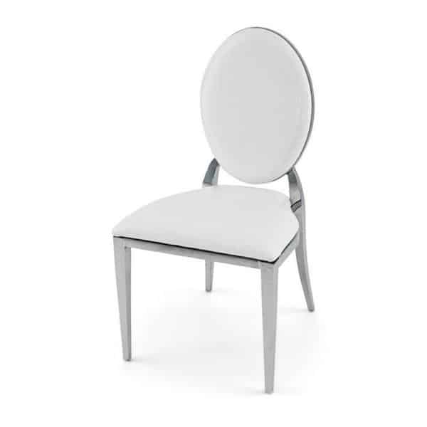 Stainless Steel Modern Padded Oval Back Alexa Dining Event Chair – Silver | Rental Stainless Steel Modern Padded Oval Back Alexa Dining Event Chair – Silver | Rental