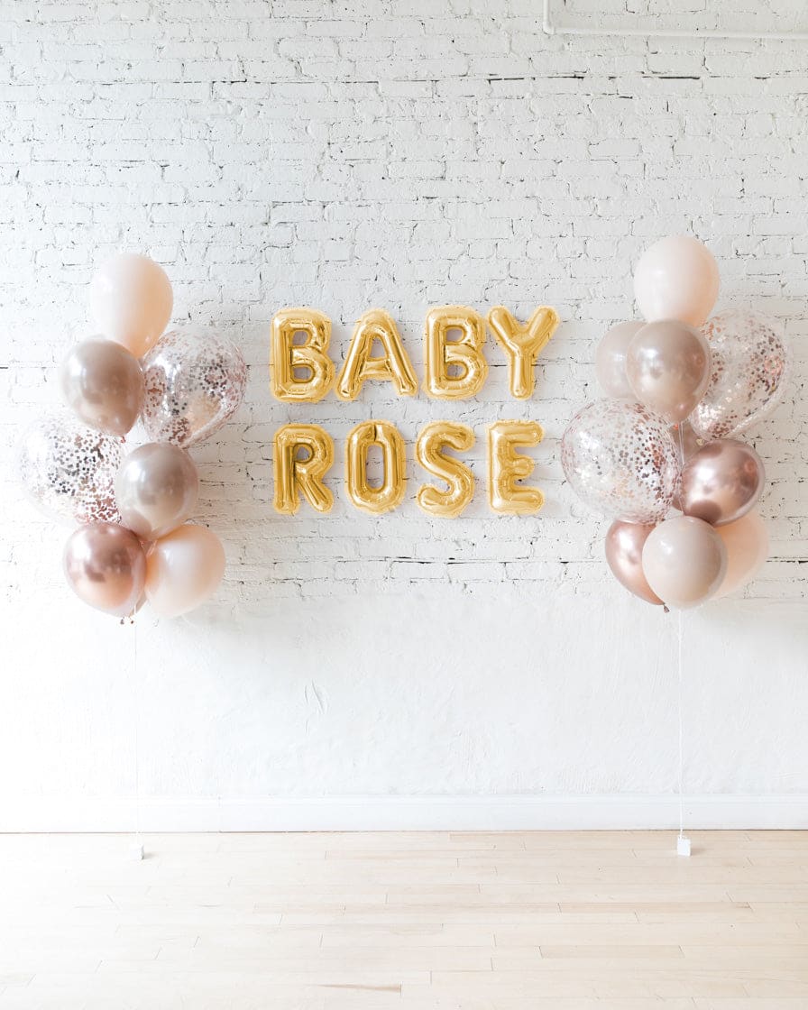 Glam Tan – Letters & Confetti Balloon Bouquets Set | Rental