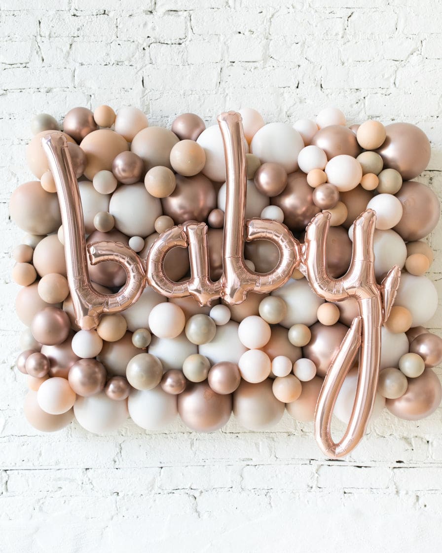 Glam Tan – BABY Script Balloon Backdrop Board – 30inx40in | Rental