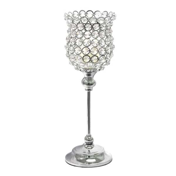 DecoStar™ Real Crystal Hourglass Candle Holder Pedestal – 14″ | Rental DecoStar™ Real Crystal Hourglass Candle Holder Pedestal – 14″ | Rental