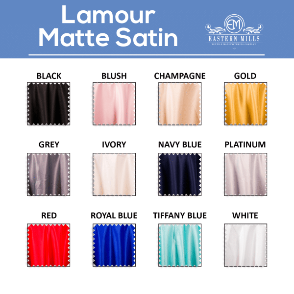 Lamour Matte Satin “Satinessa” – 100% Polyester – By The Yard – 118″ Width | Rental Lamour Matte Satin “Satinessa” – 100% Polyester – By The Yard – 118″ Width | Rental