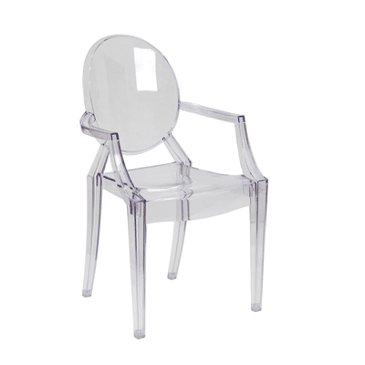 Ghost Chair W/ Arms in Transparent Crystal | Rental Ghost Chair W/ Arms in Transparent Crystal | Rental