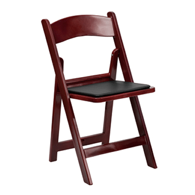 FirmFold™ Resin Folding Chair w/ Vinyl Black Padded Seat – 1000 lb Capacity – Red Mahogany | Rental FirmFold™ Resin Folding Chair w/ Vinyl Black Padded Seat – 1000 lb Capacity – Red Mahogany | Rental