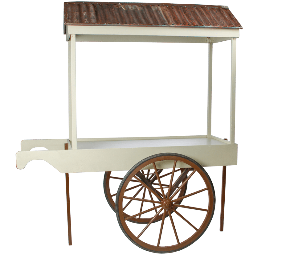 Flower Cart With Corrugated Metal Top | Rental