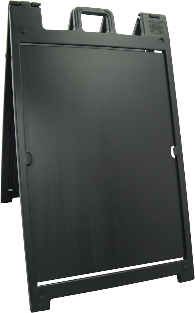 Plasticade Signicade Deluxe A Frame Durable Folding Double Sided Portable Sidewalk Curb Sign Display with Quick-Change System, Black | Rental