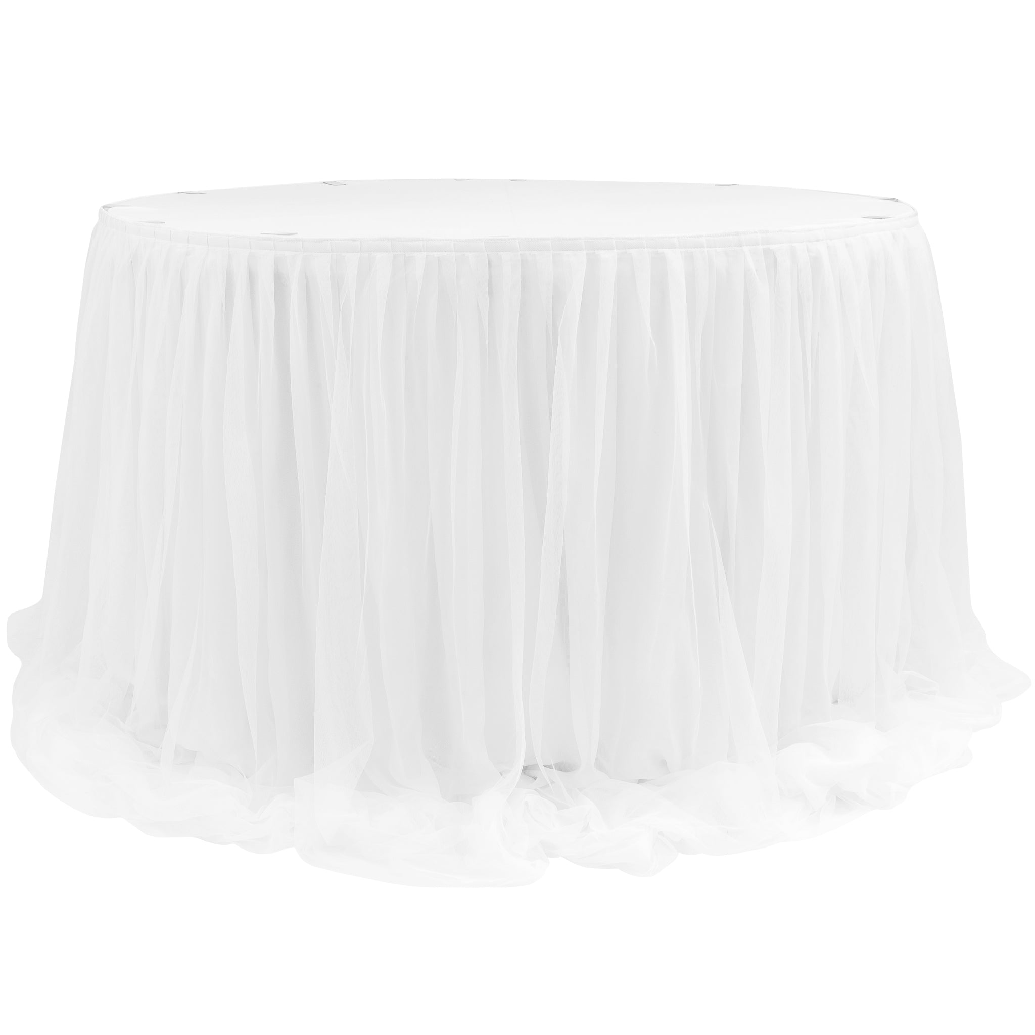Chiffon Tulle Table Skirt Extra Long 57″ x 17ft – White | Rental Chiffon Tulle Table Skirt Extra Long 57″ x 17ft – White | Rental