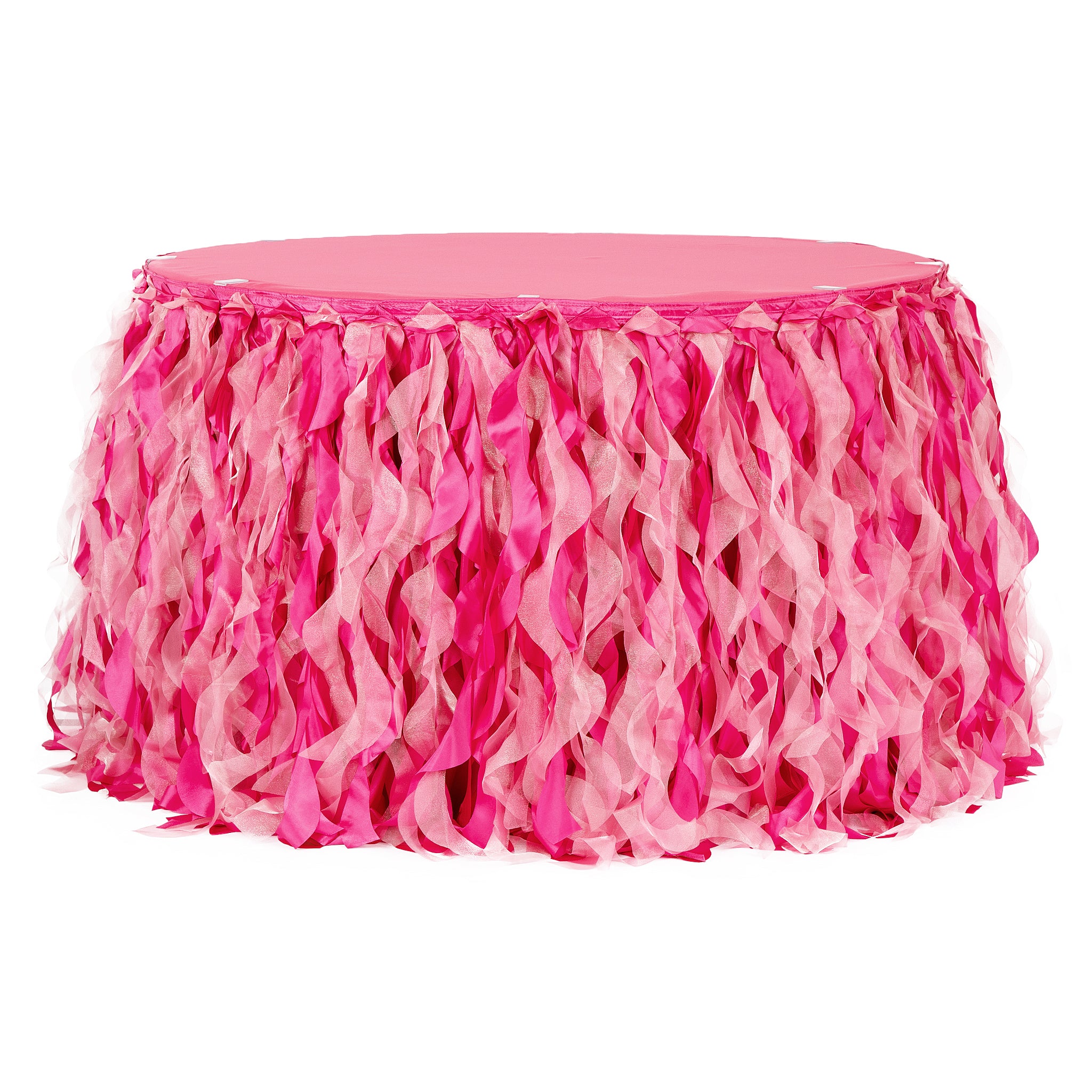 Curly Willow 14ft Table Skirt – Fuchsia | Rental Curly Willow 14ft Table Skirt – Fuchsia | Rental