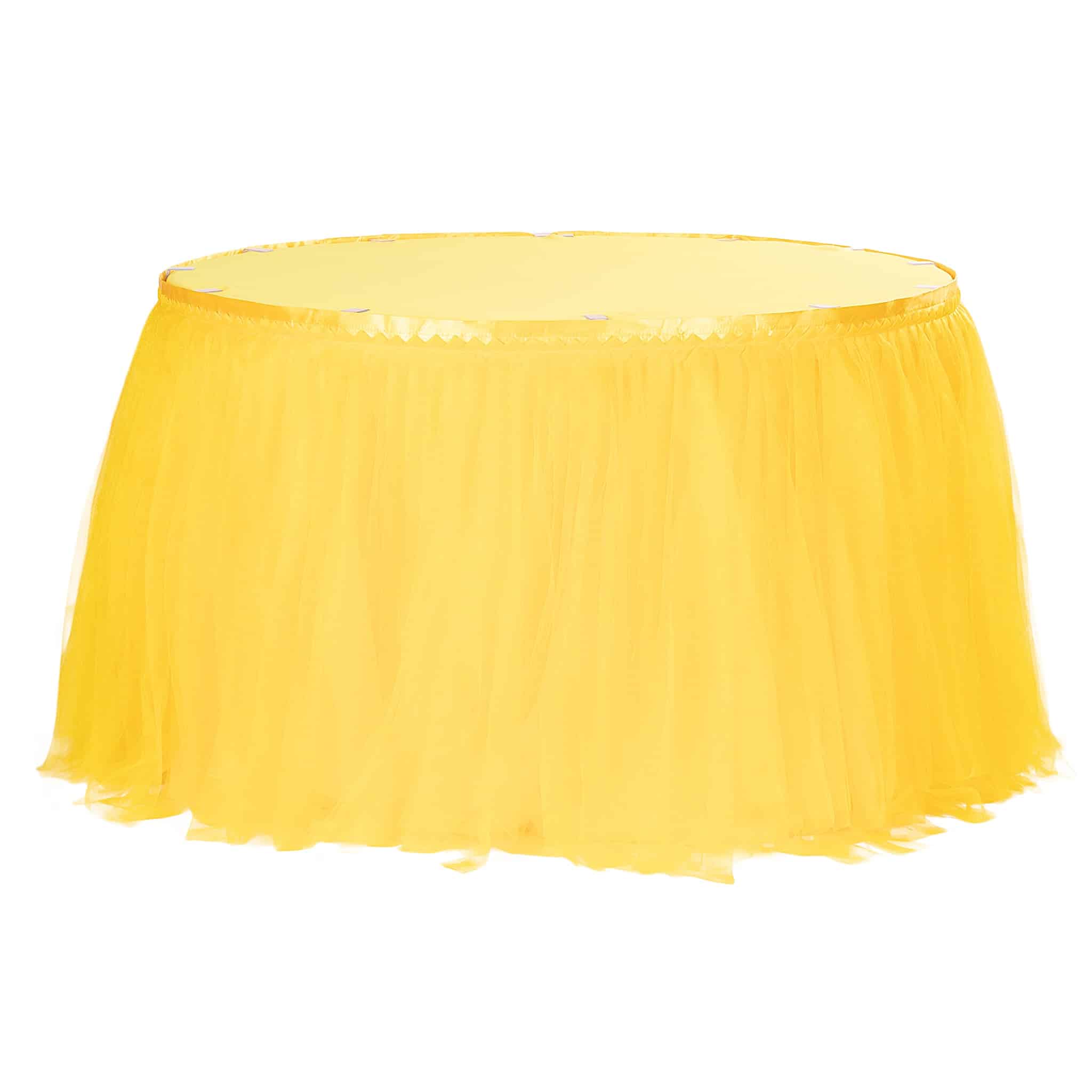 Tulle Tutu 17ft Table Skirt – Canary Yellow | Rental