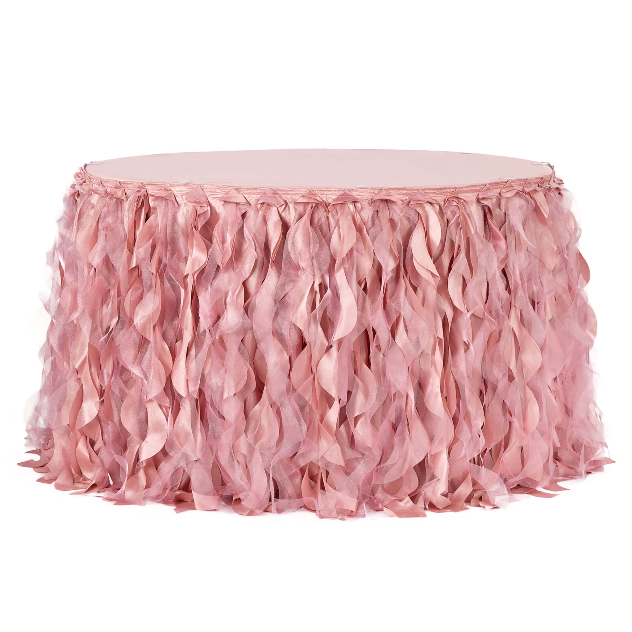 Curly Willow 17ft Table Skirt – Dusty Rose/Mauve | Rental