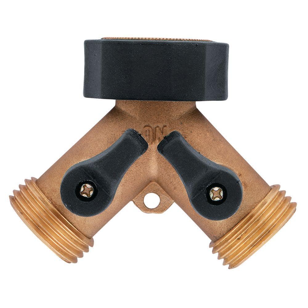Orbit — Heavy-Duty Brass 2-Way Shut-Off Hose Faucet Adapter Hose Fitting | Rental
