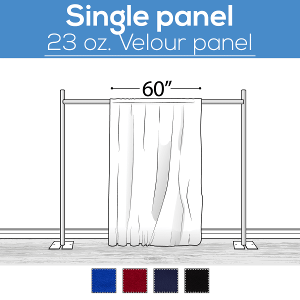 23 oz. Inherently Fire Retardant Polyester Velour – Sewn Drape Panel 60″ Wide w/ 4″ Rod Pockets – 20ft | Rental 23 oz. Inherently Fire Retardant Polyester Velour – Sewn Drape Panel 60″ Wide w/ 4″ Rod Pockets – 20ft | Rental