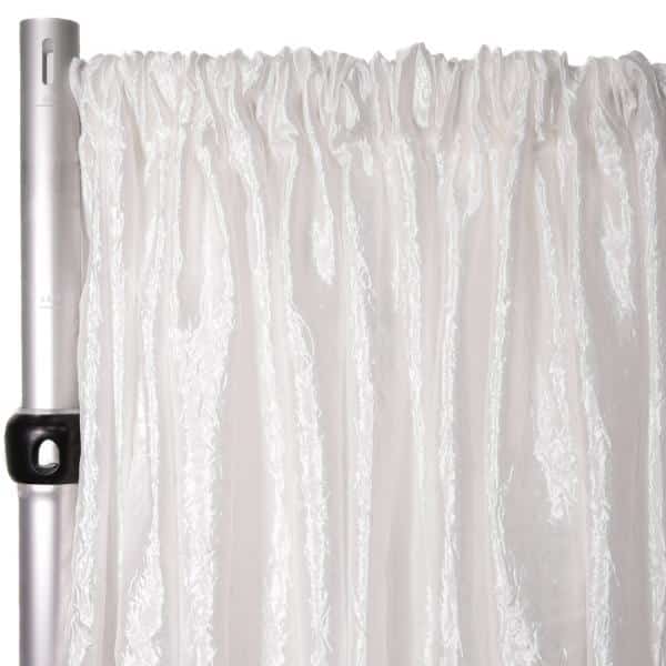 *FR* Extra Wide Crushed Taffeta “Tergalet” Drape Panel by Eastern Mills 9ft Wide w/ 4″ Sewn Rod Pocket – White | Rental *FR* Extra Wide Crushed Taffeta “Tergalet” Drape Panel by Eastern Mills 9ft Wide w/ 4″ Sewn Rod Pocket – White | Rental