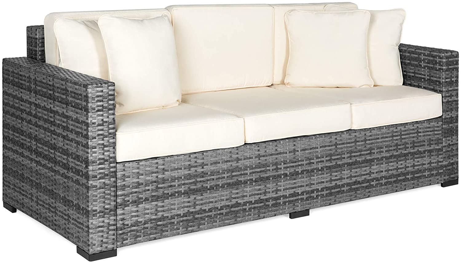 Best ChoiceProducts Outdoor Wicker Patio Furniture Sofa 3 Seater Luxury Comfort Grey Wicker Sofa | Rental Best ChoiceProducts Outdoor Wicker Patio Furniture Sofa 3 Seater Luxury Comfort Grey Wicker Sofa | Rental